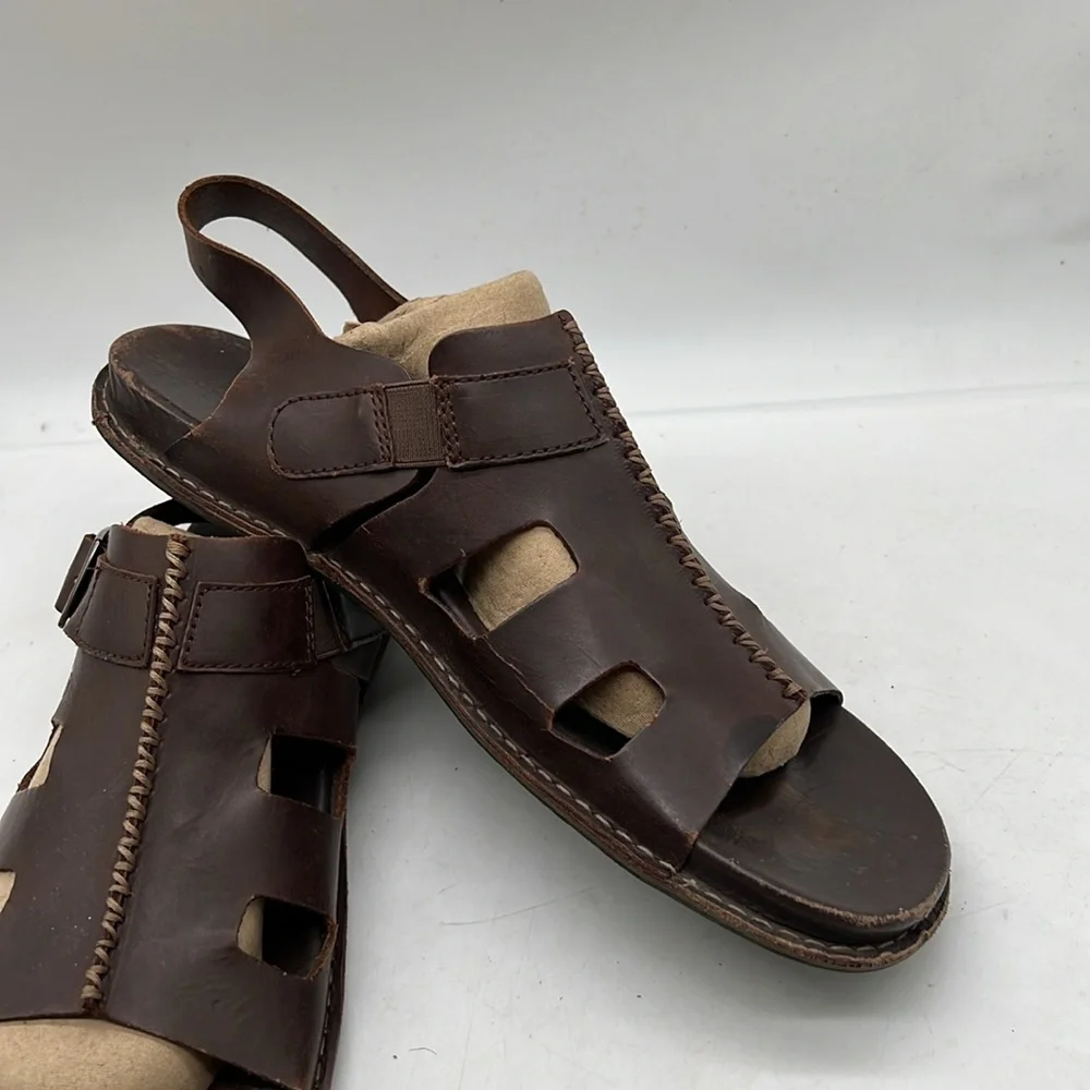 KEEN Alman Dark Brown Leather Buckle Strap Sandals 1010315 Mens 11.5 - Picture 4 of 9